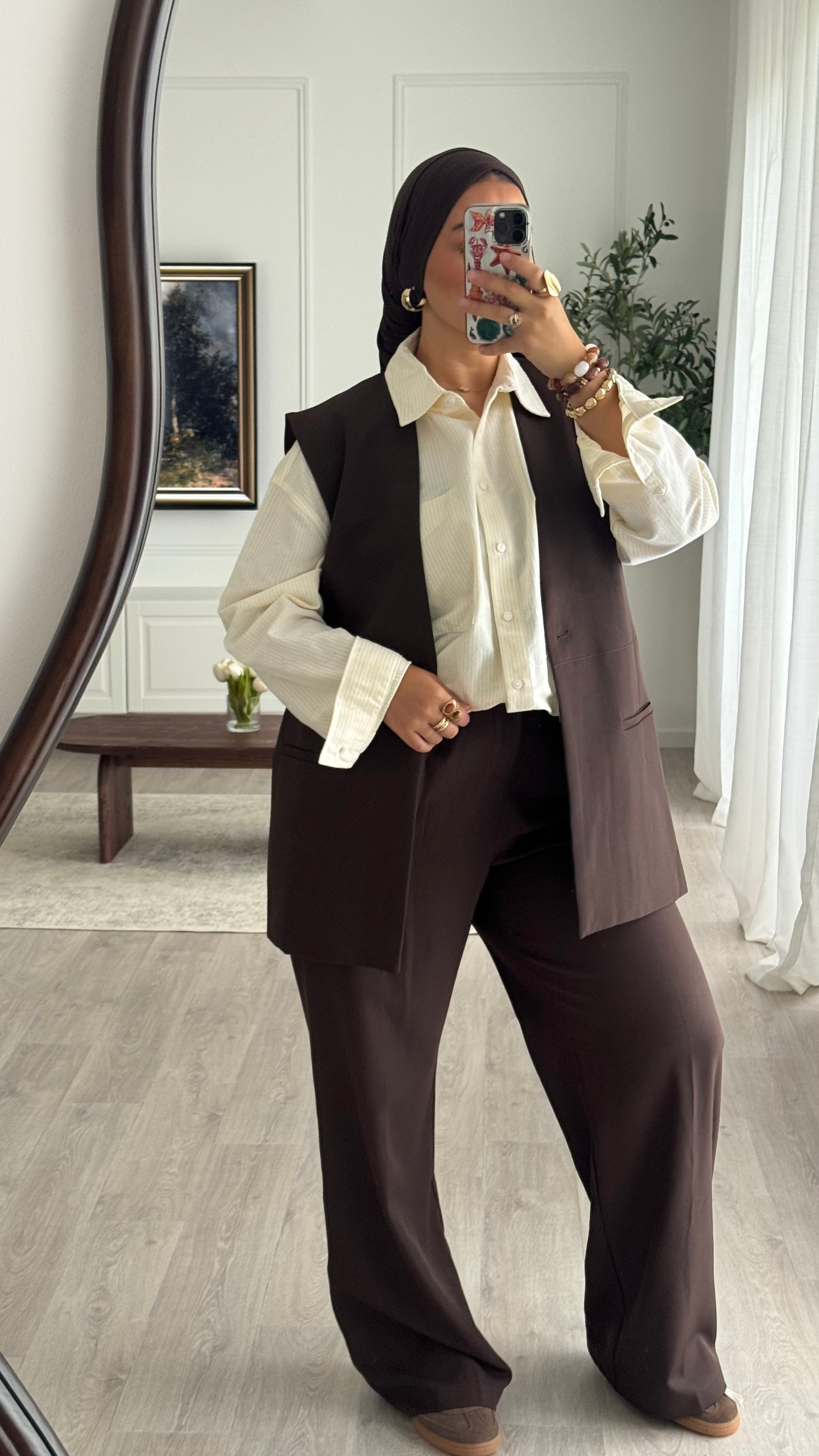 Aida sleeveless blazer | Chocolate