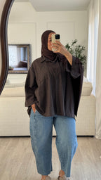 Chemise Oversize à carreaux | chocolat