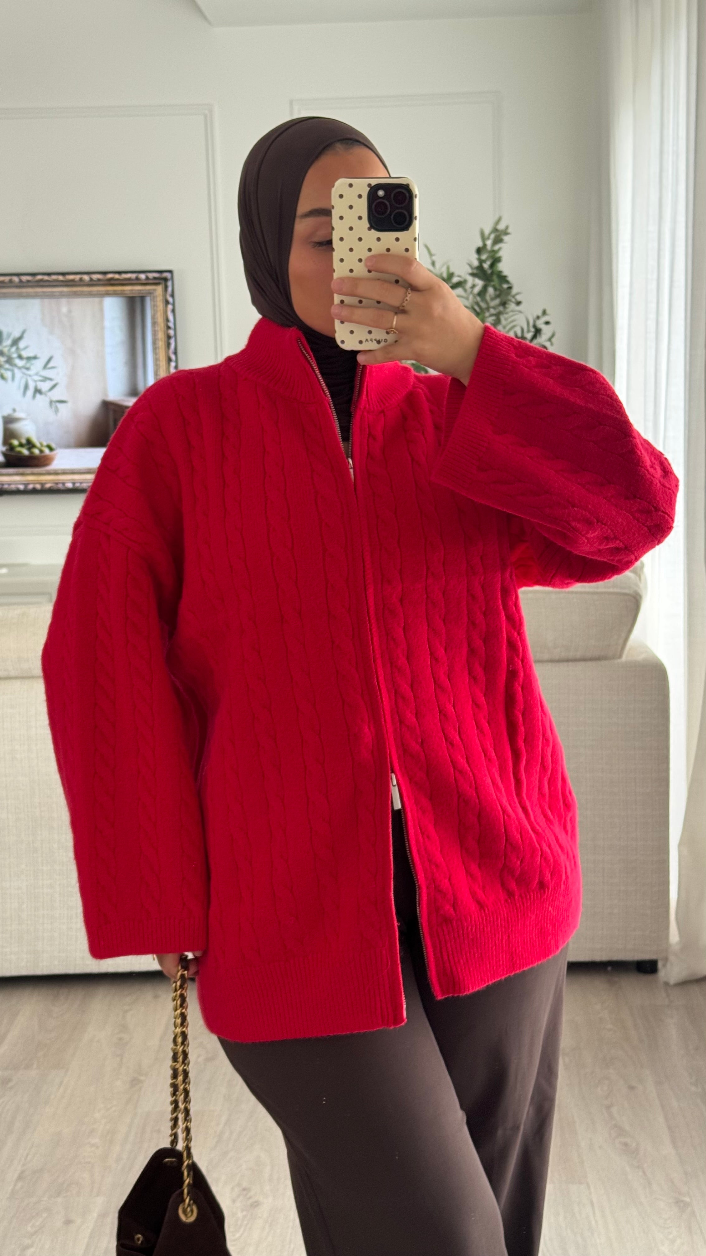 Gilet torsadée | Rouge