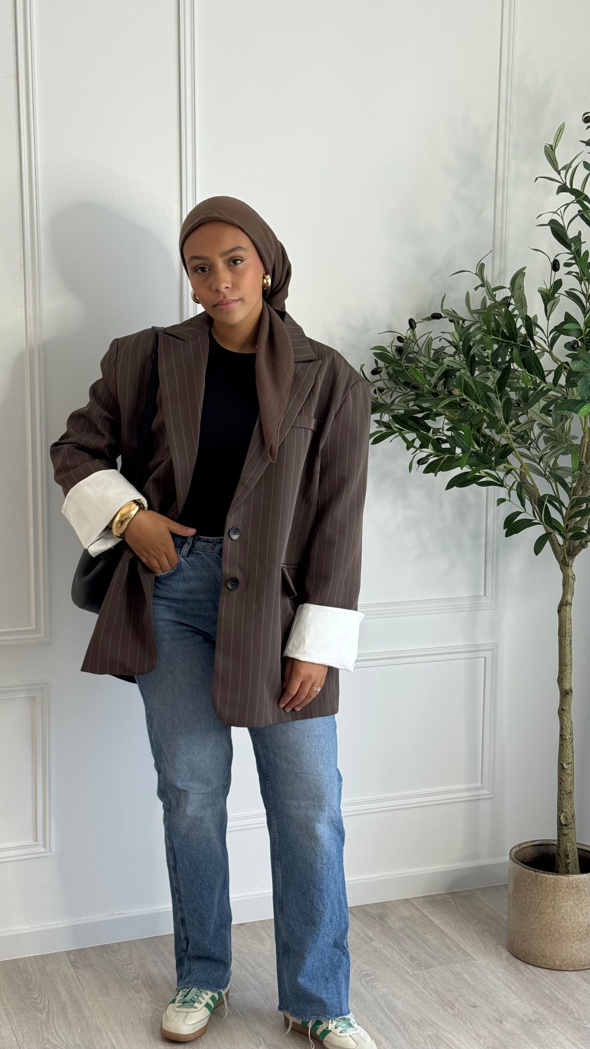 Blazer Oversize a rayure l Mocca