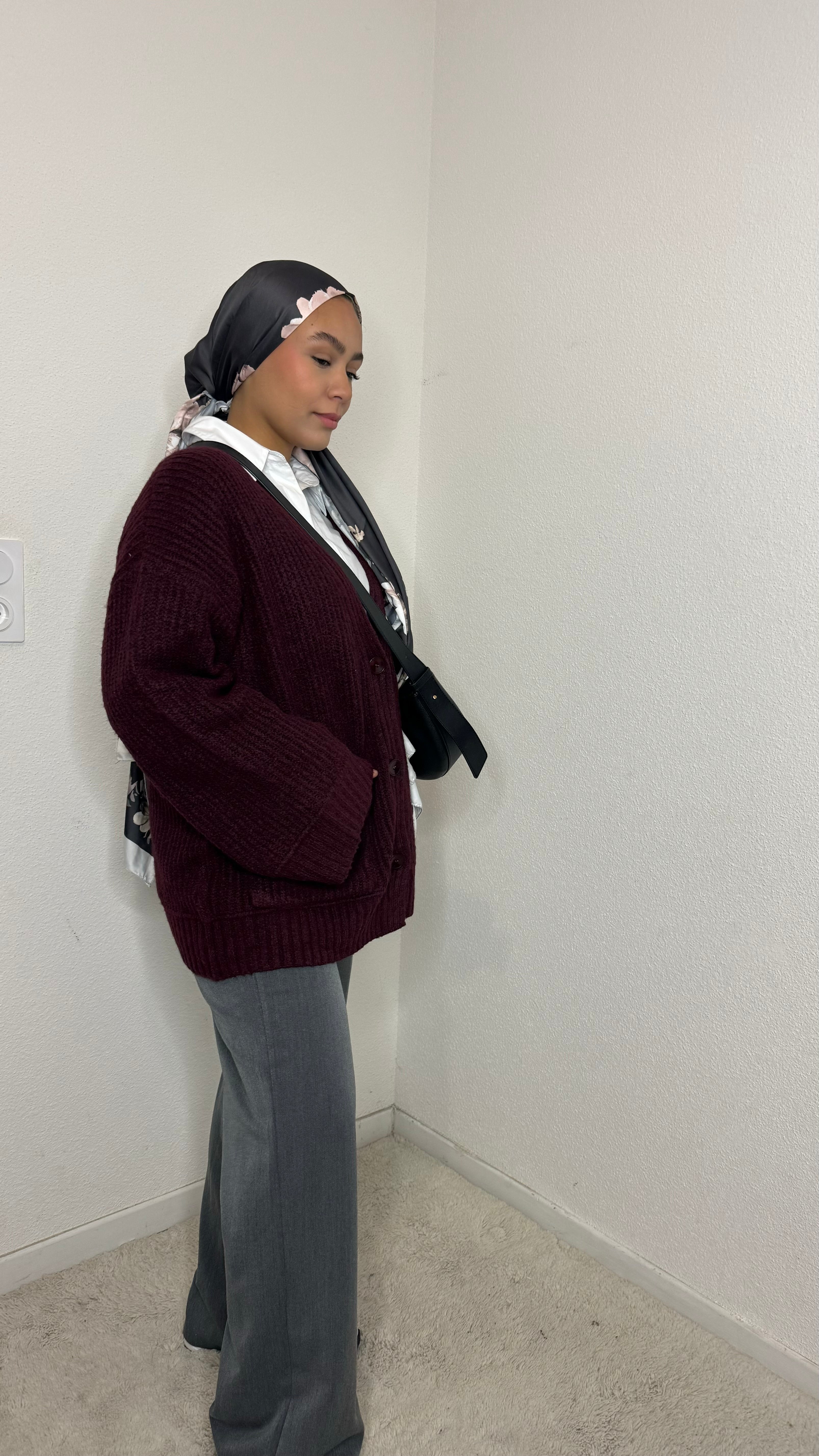 Cardigan oversize en laine Burgundy