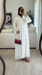 Robe à pois mousseline | Blanc