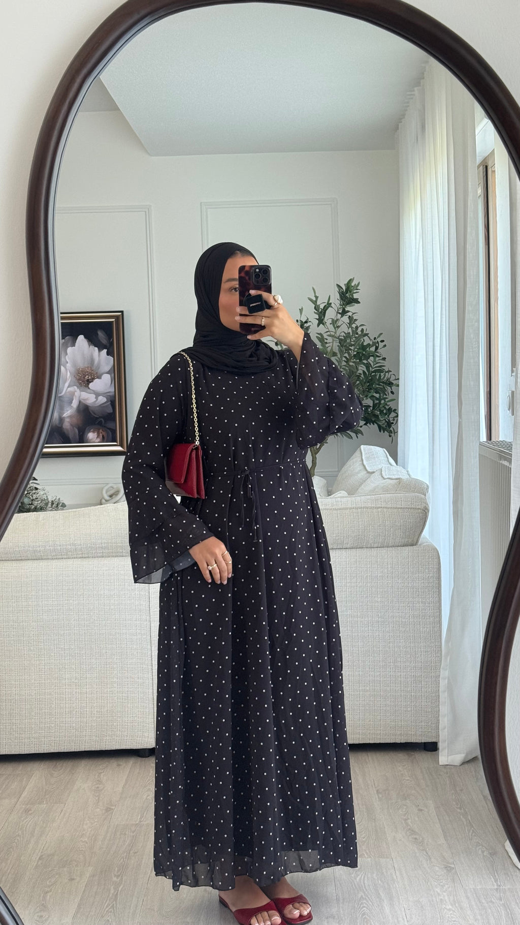 Robe à pois mousseline | Noir