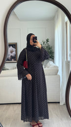 Robe à pois mousseline | Noir