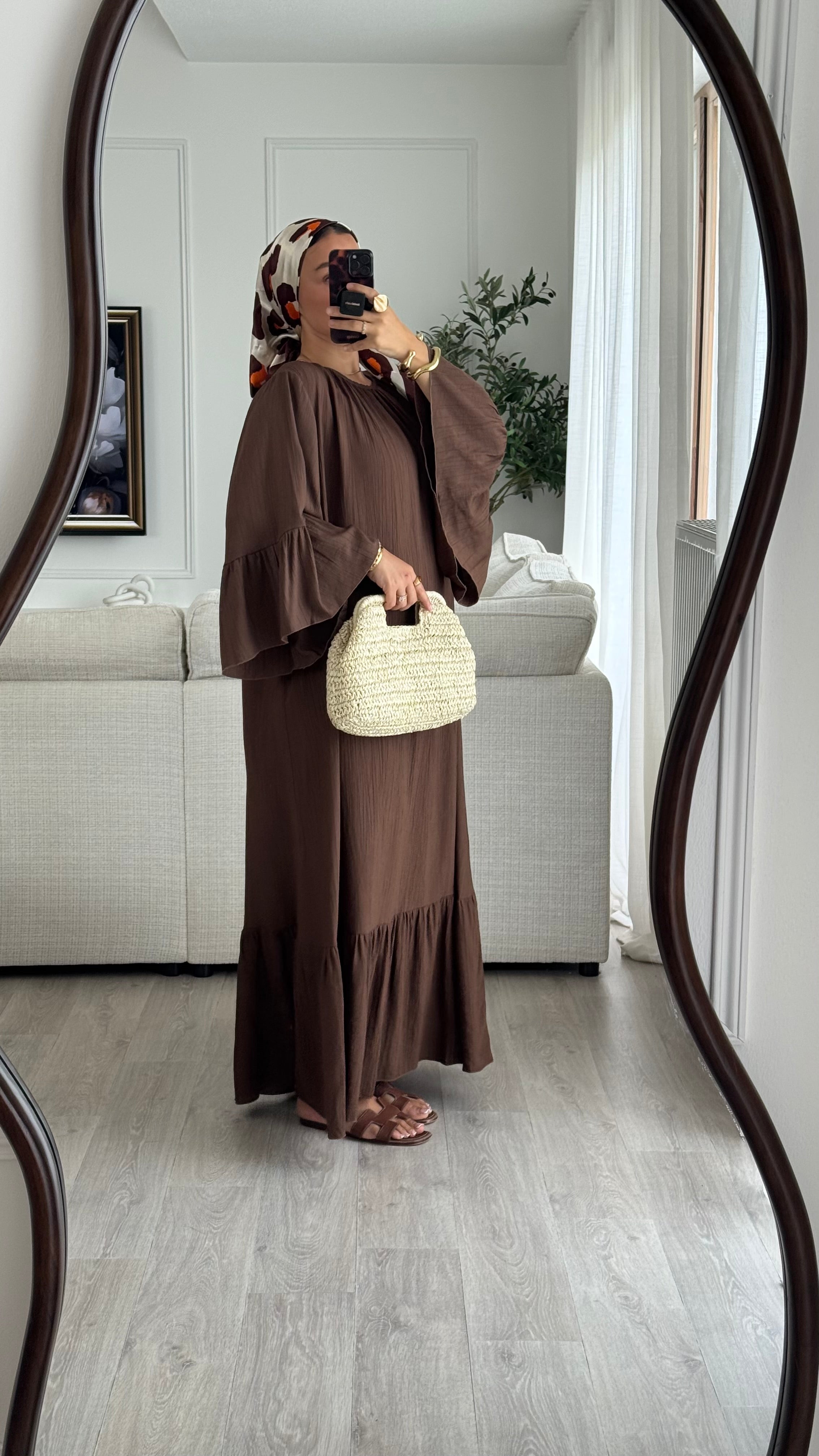 Robe à volant | Marron