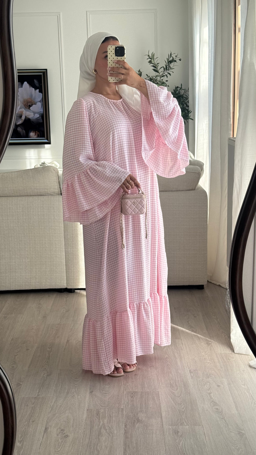 Robe à volant Vichy | Rose