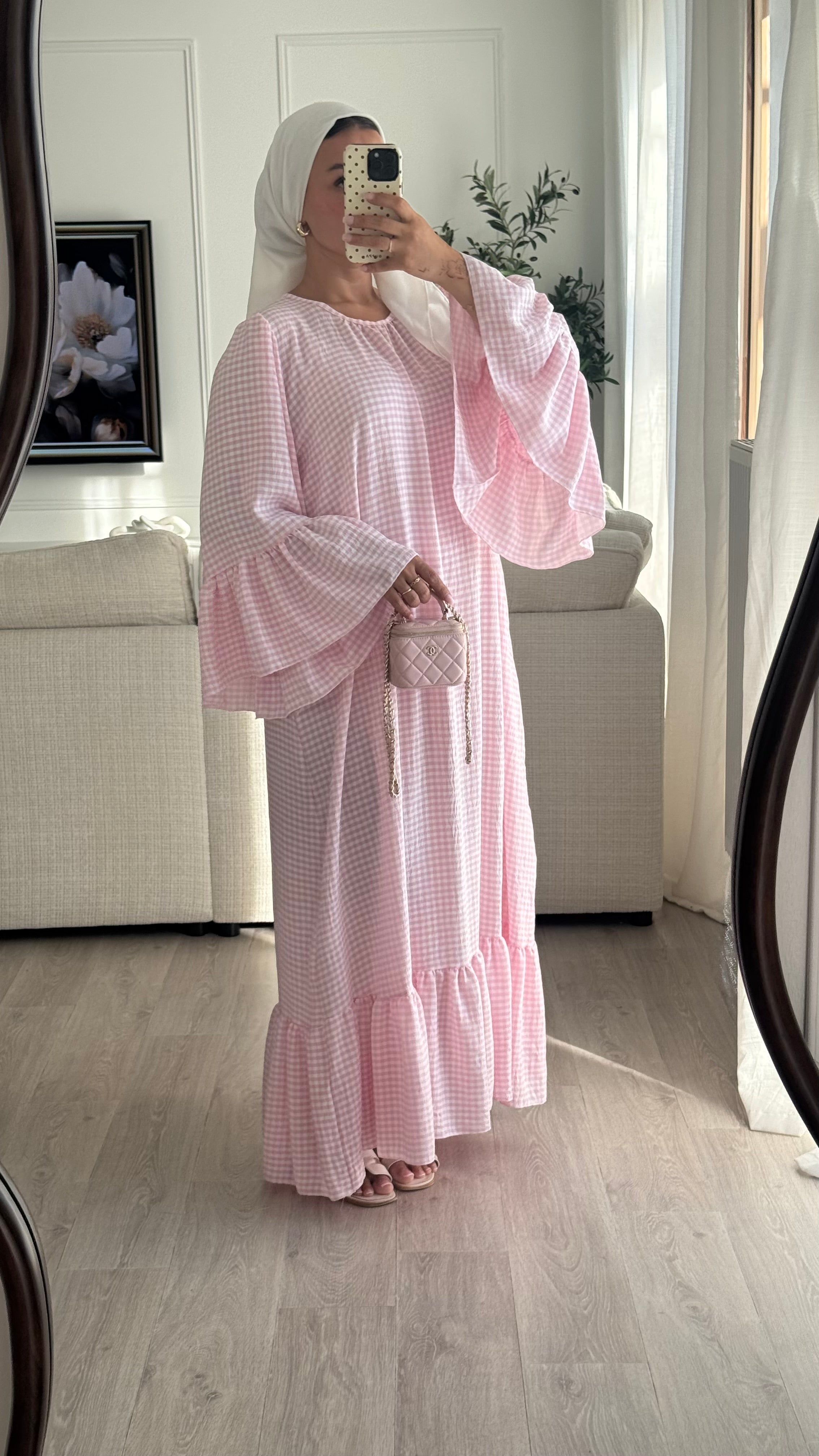 Robe à volant Vichy | Rose