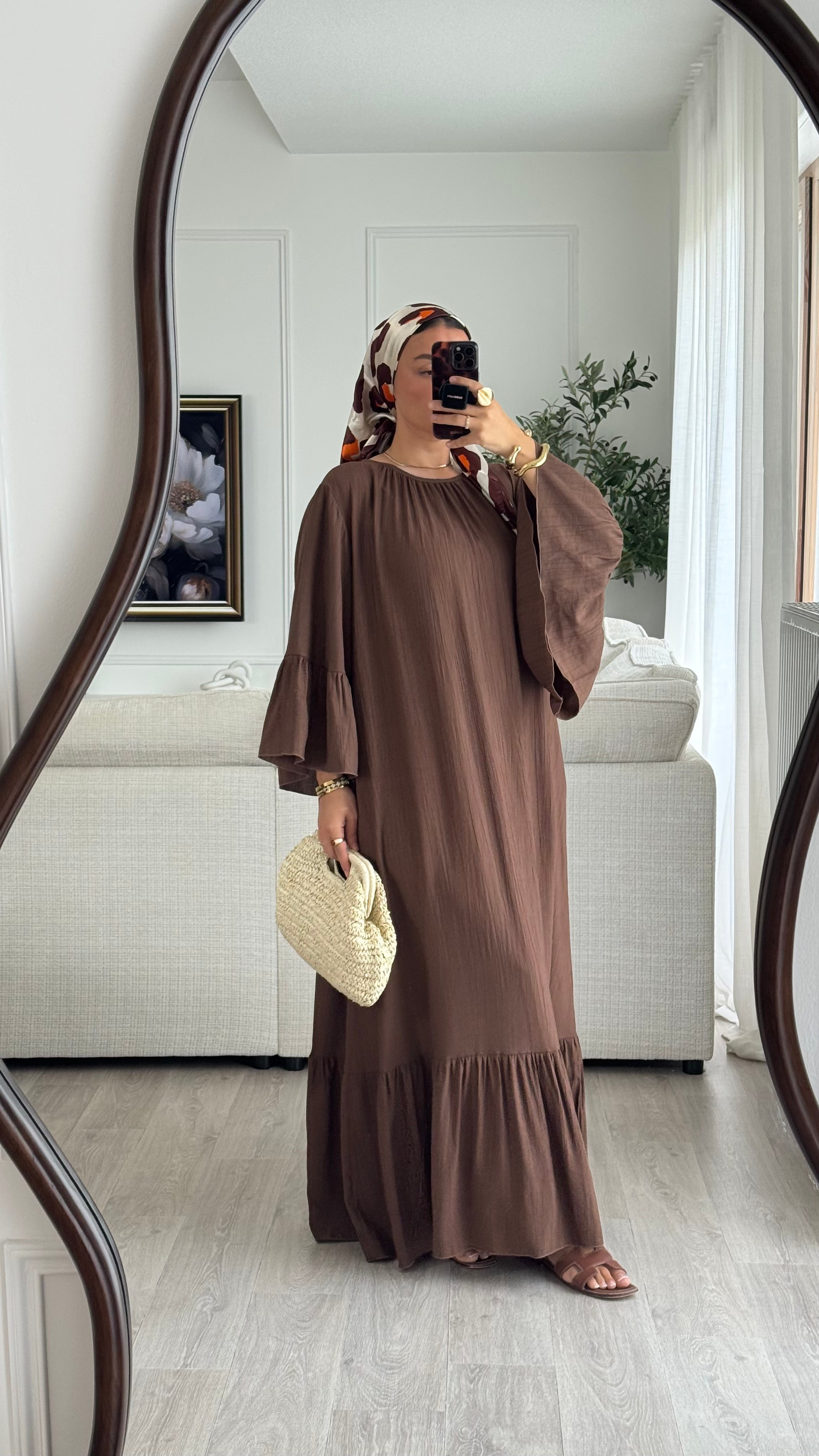 Robe à volant | Marron