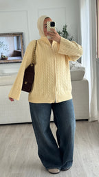 Gilet torsadée | Jaune beurre