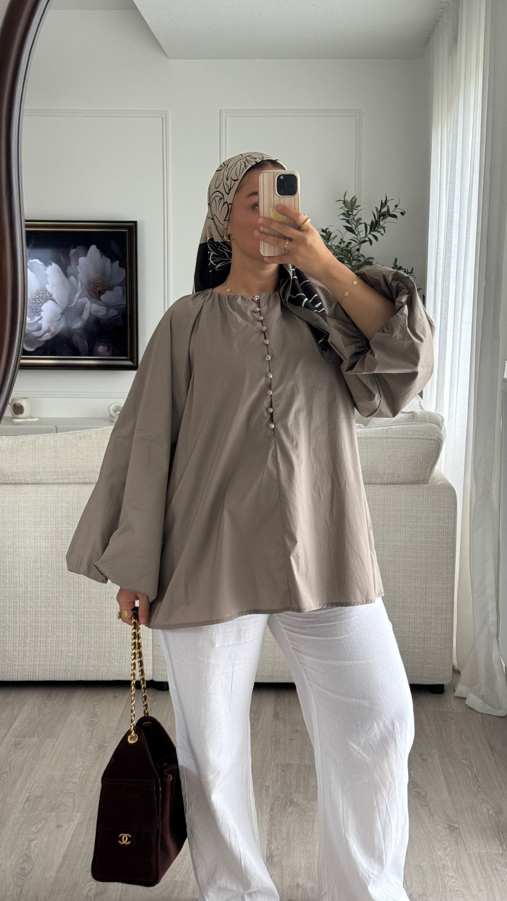 Blouse 100% cotton | Taupe