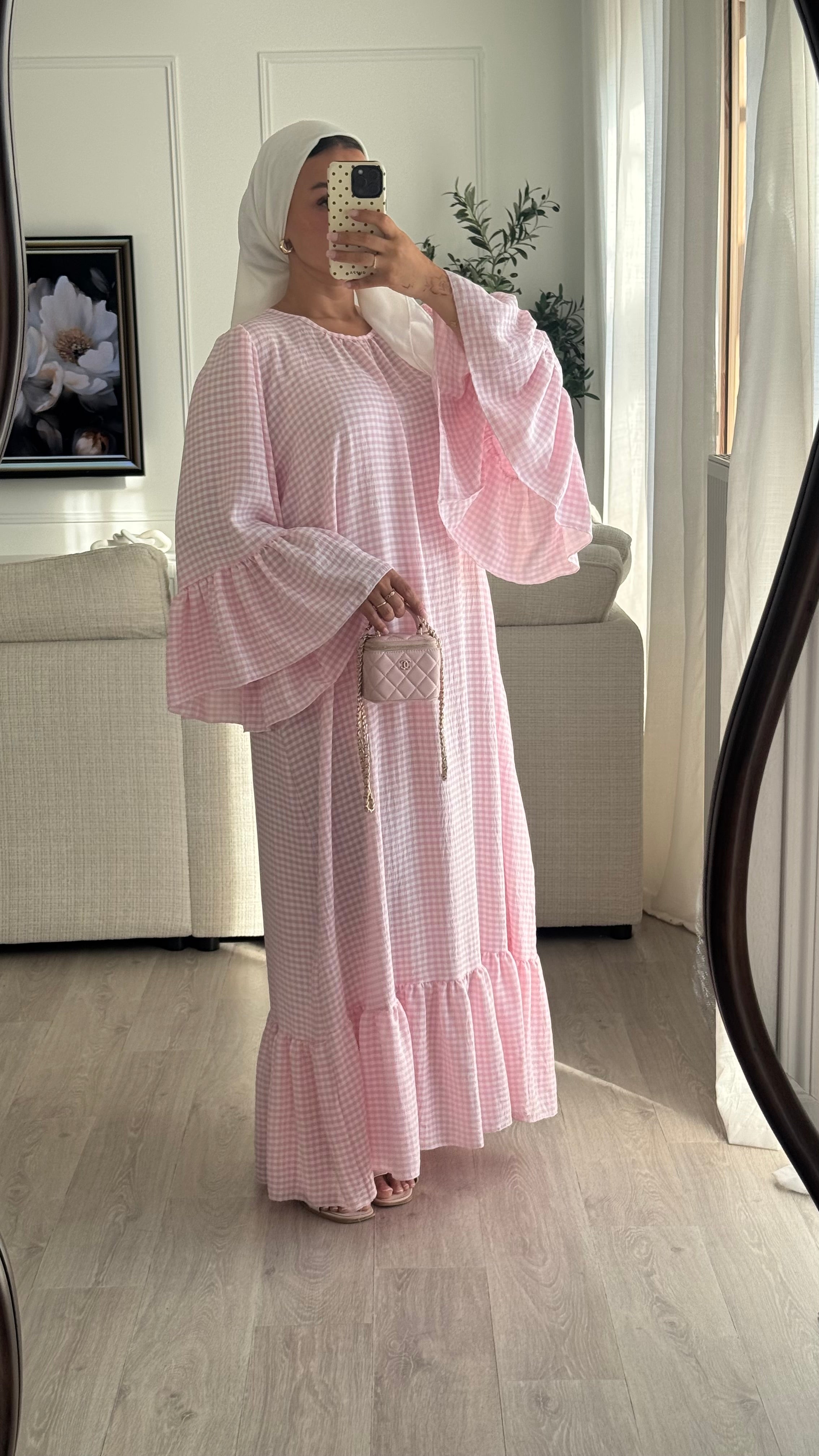 Robe à volant Vichy | Rose