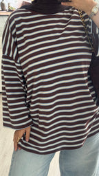 T-Shirt Oversize rayé | Bleu -Choco