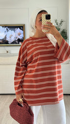 T-shirt Oversize rayée| terracota