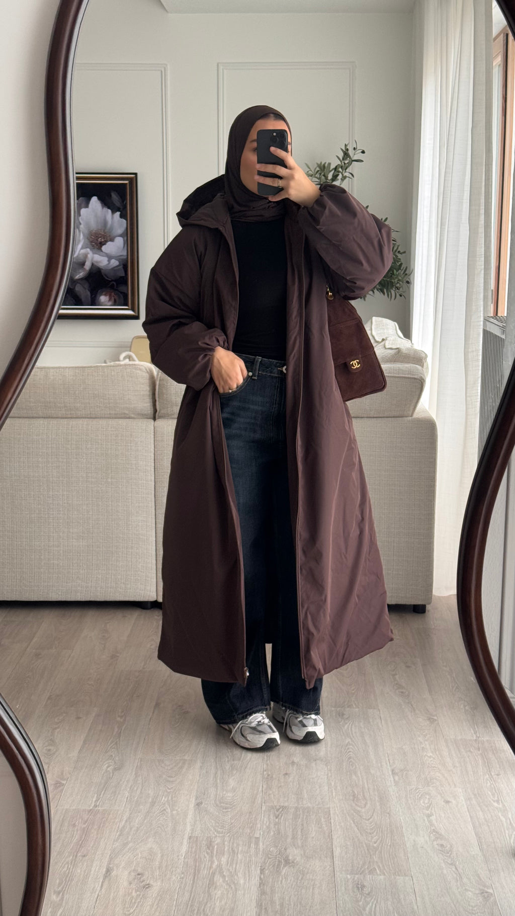 Doudoune longue | Chocolat