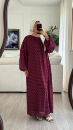 Robe à pois manches bouffantes | Bordeaux