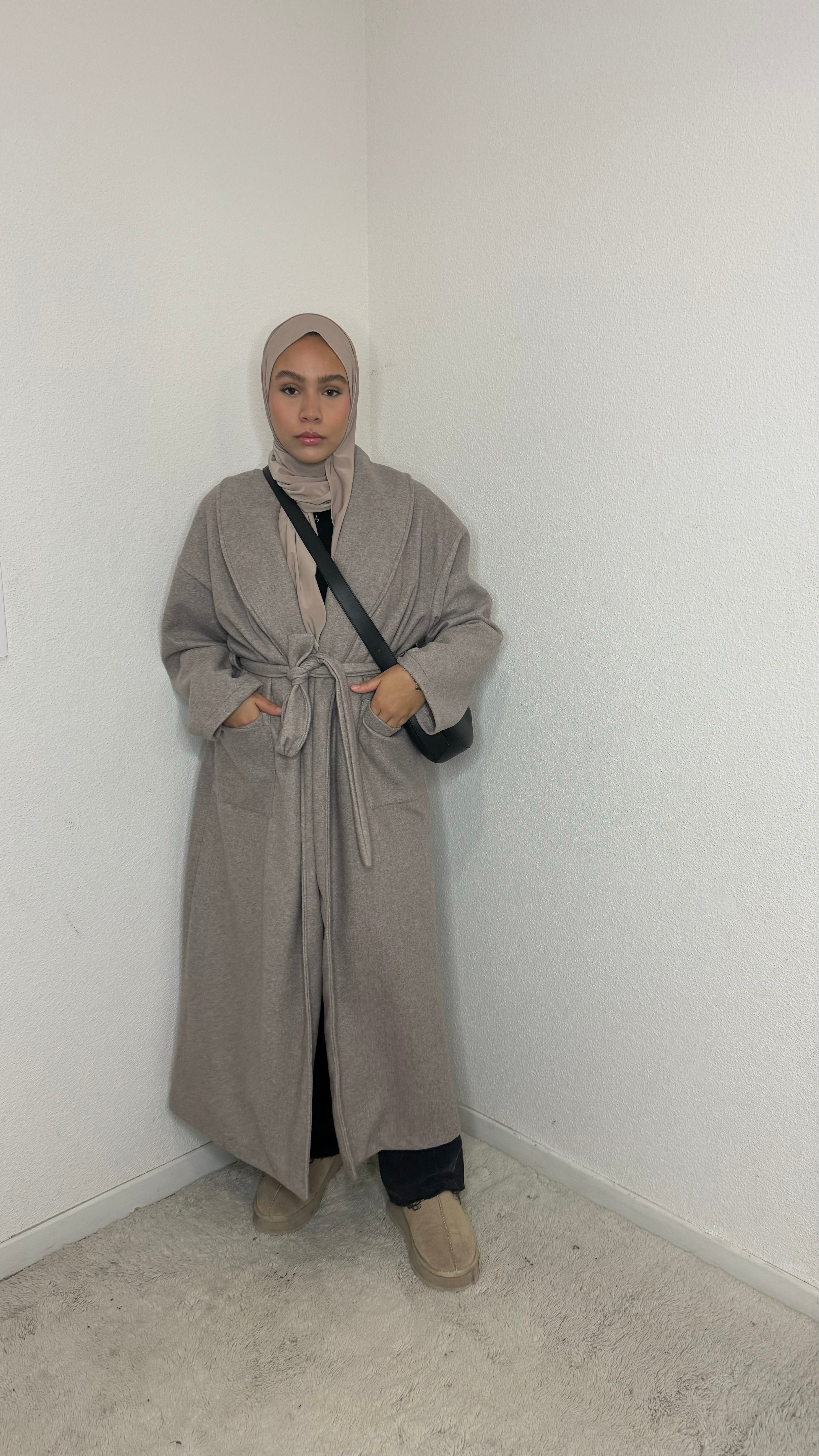 Manteau long taupe