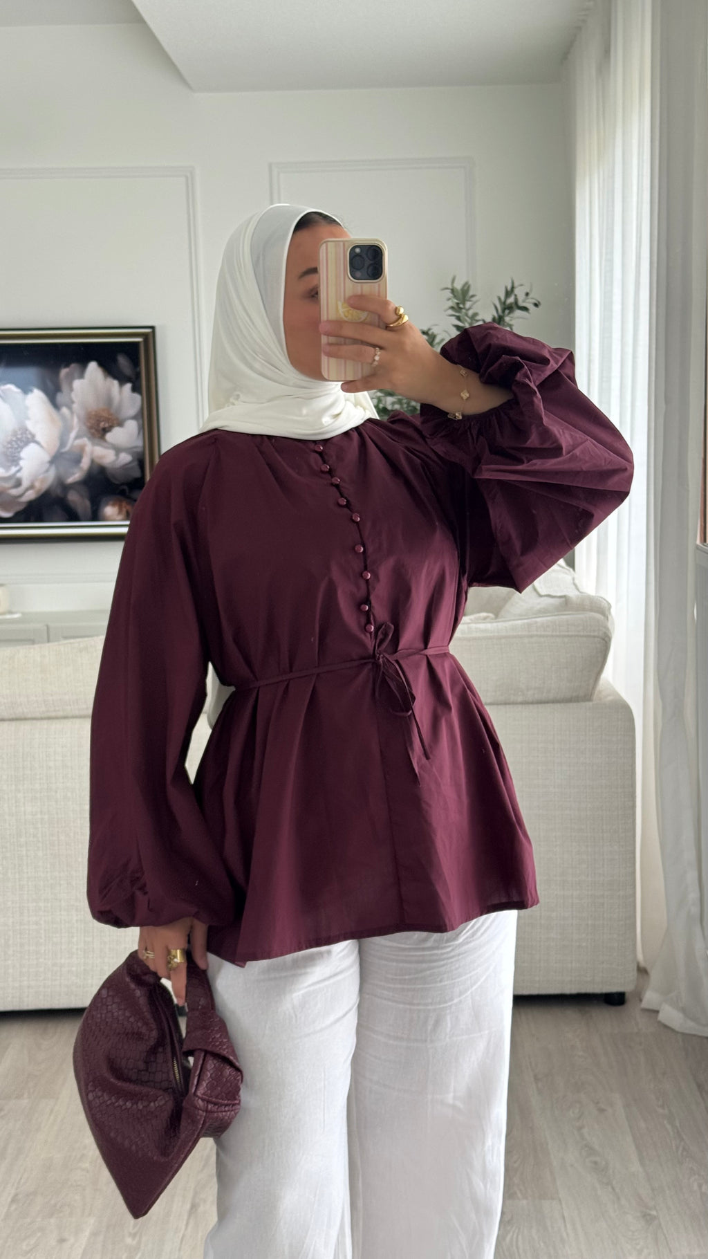Blouse 100% cotton | Prune