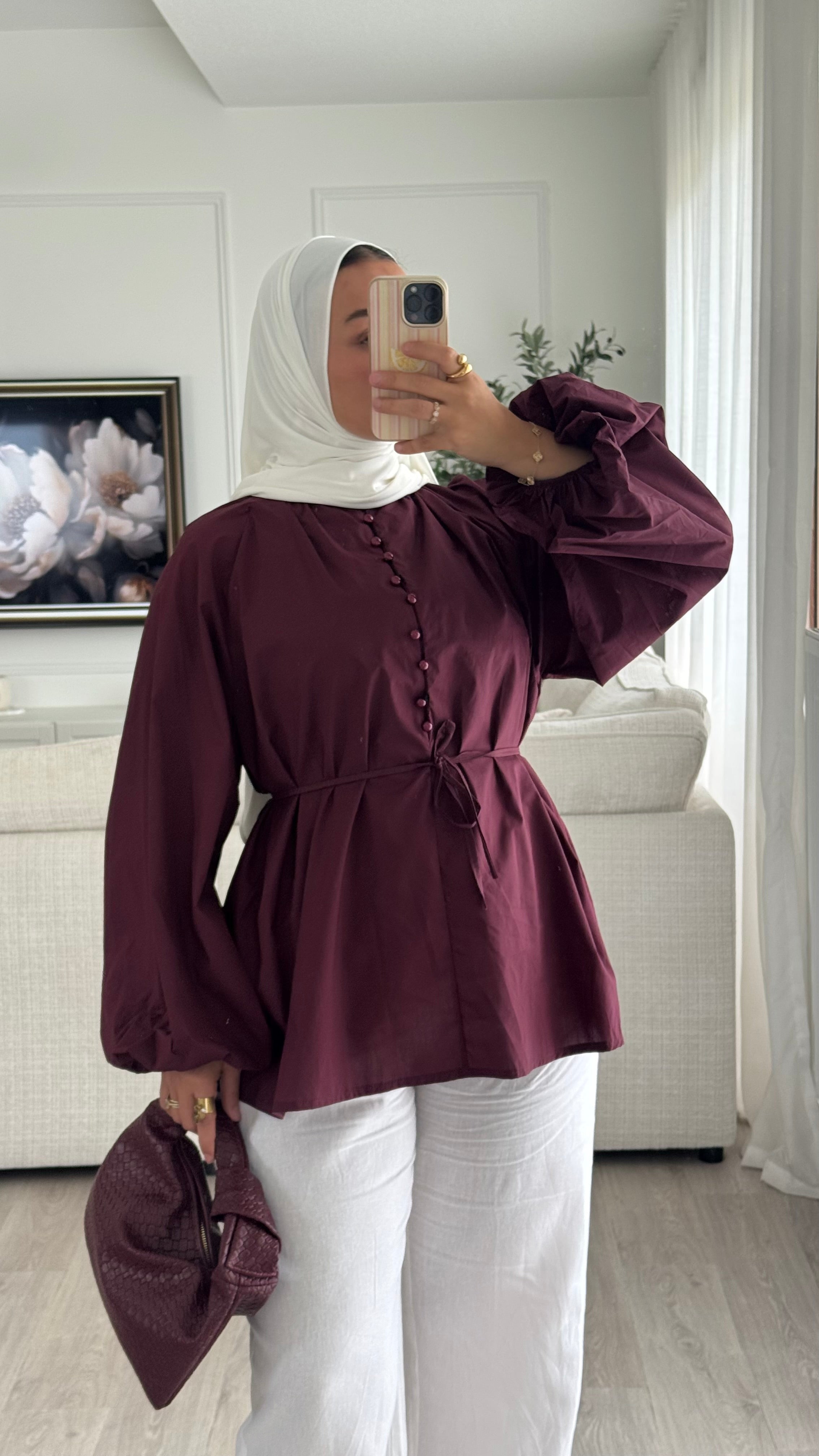 Blouse 100% cotton | Prune