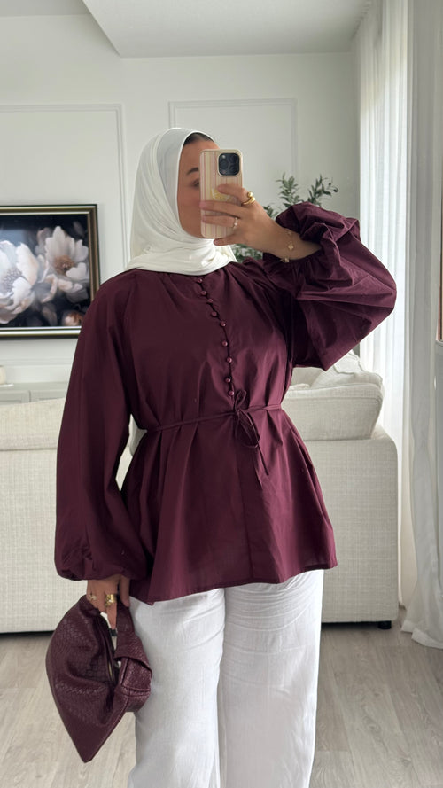 Blouse 100% cotton | Prune