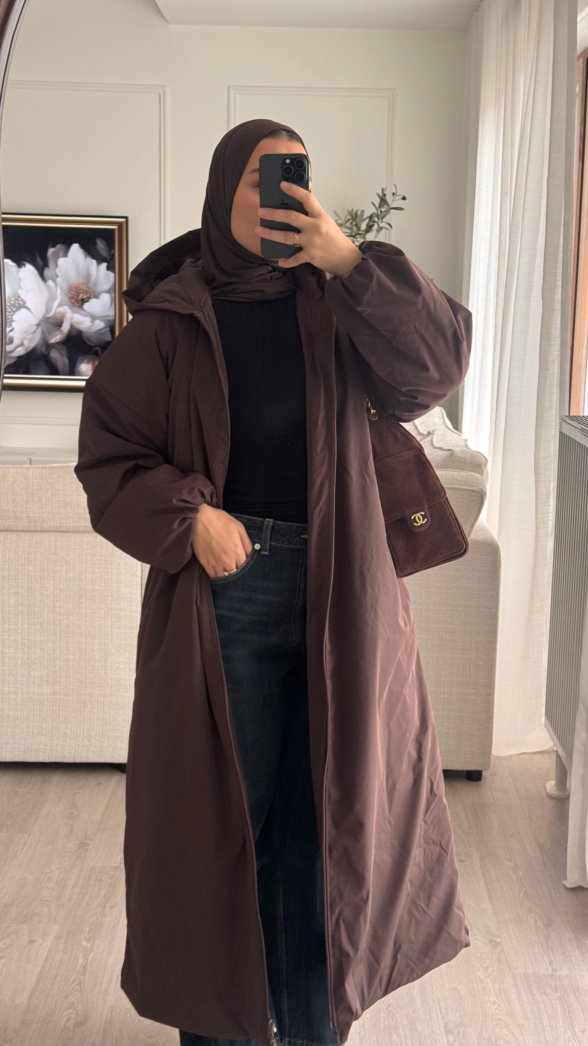 Doudoune longue | Chocolat