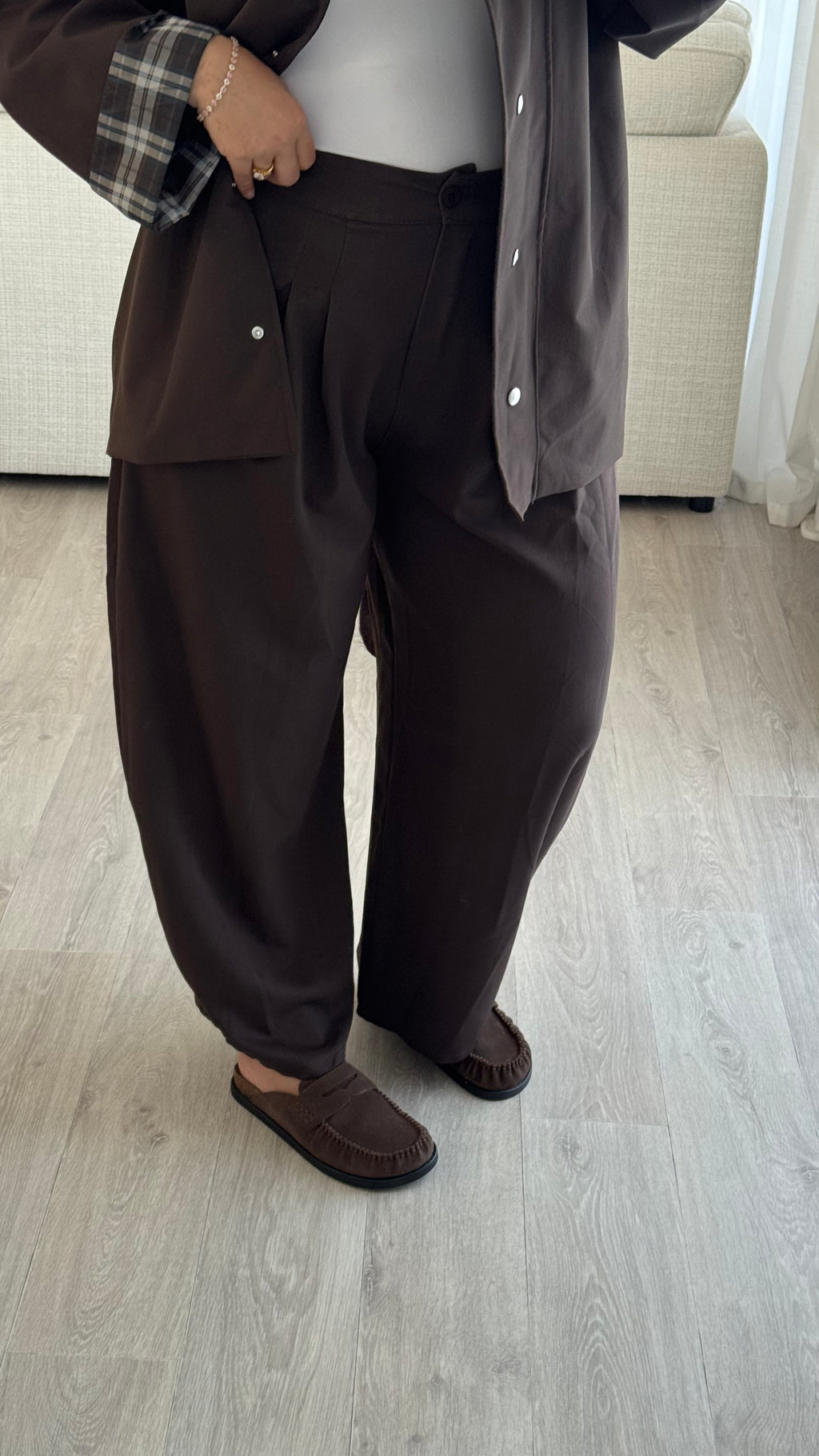 Pantalon Barrel | chocolat