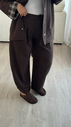 Pantalon Barrel | chocolat