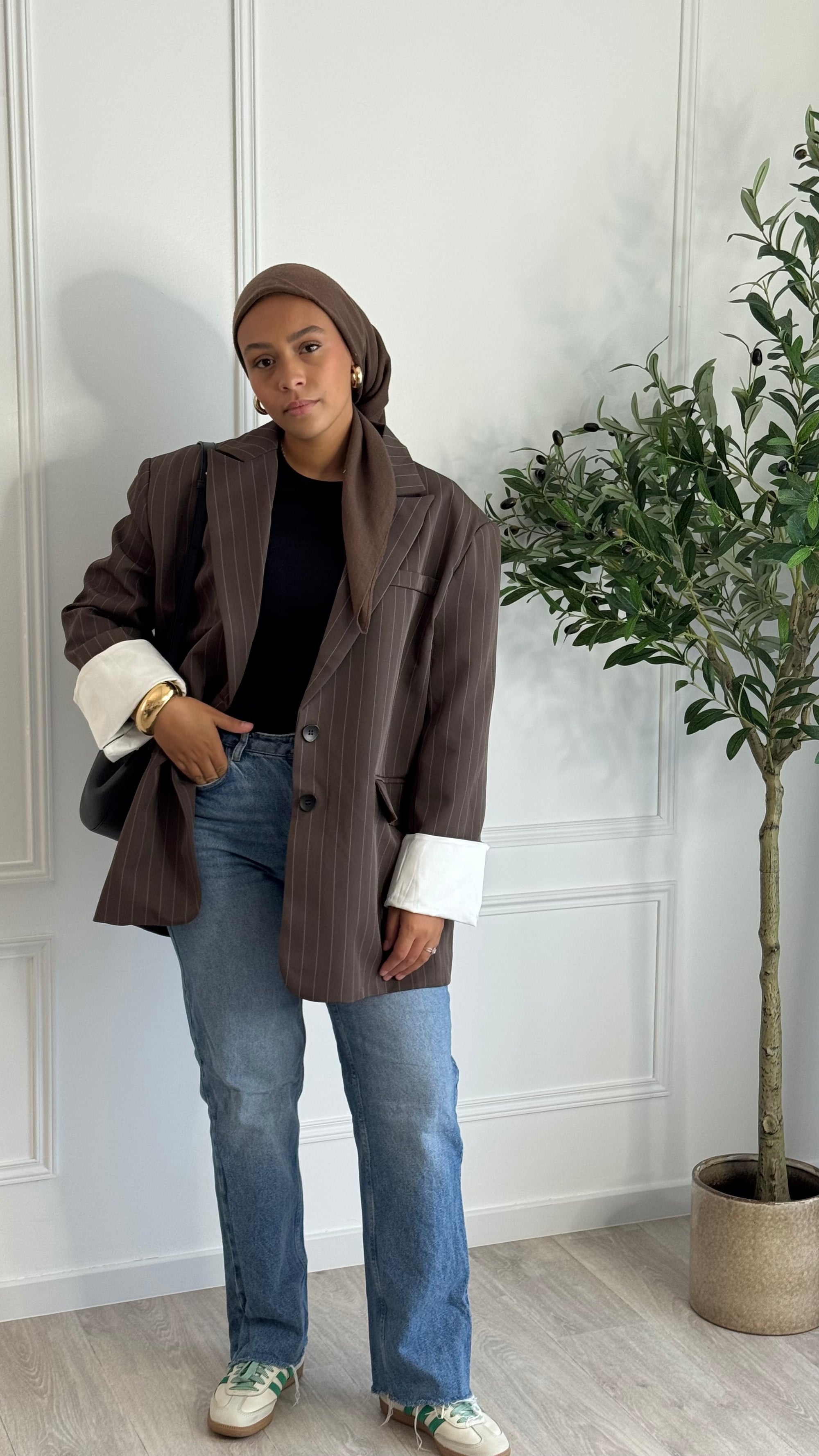 Blazer Oversize a rayure l Mocca