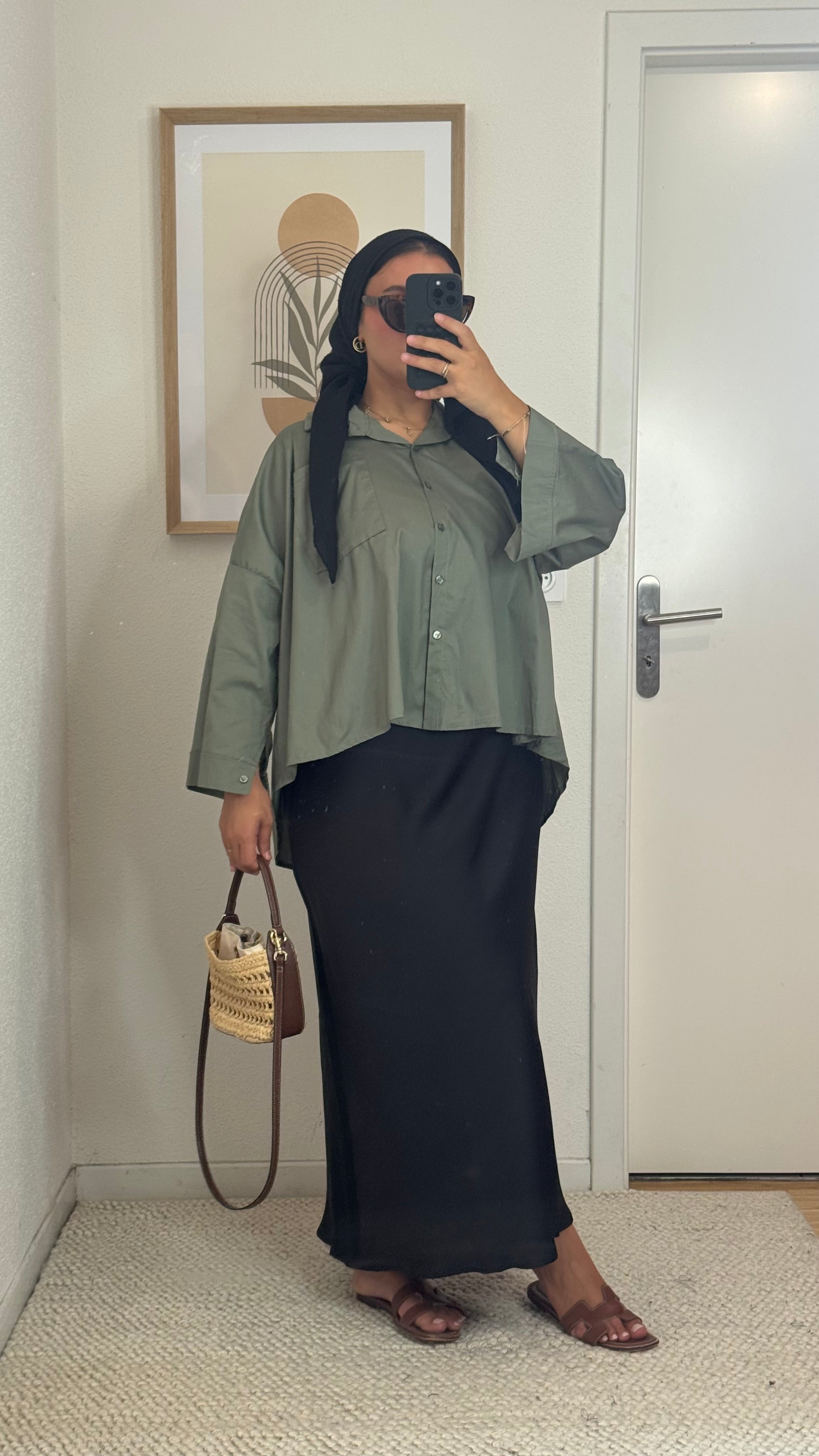 Black satin skirt