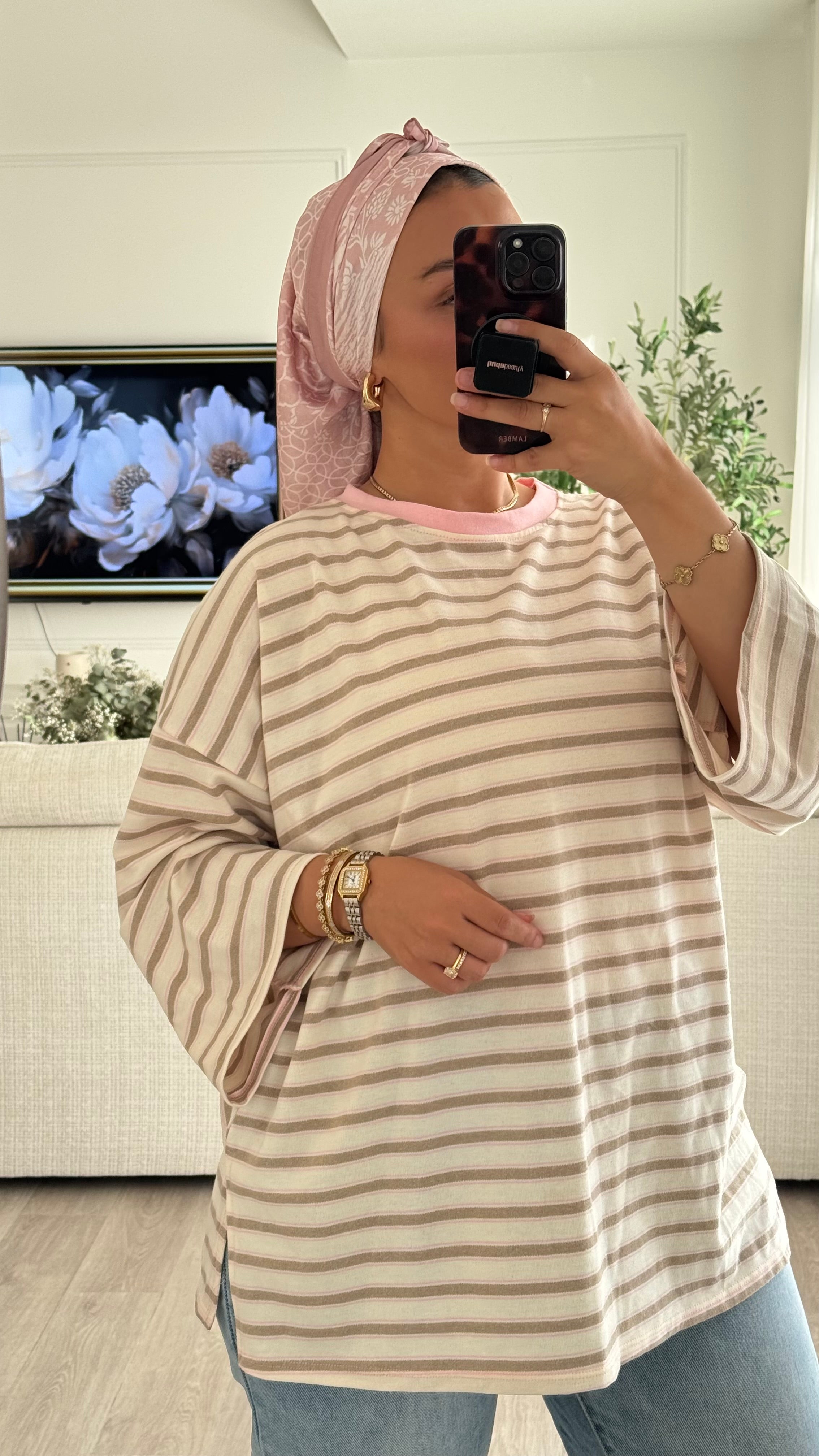 T-shirt Oversize Rayé | Nude