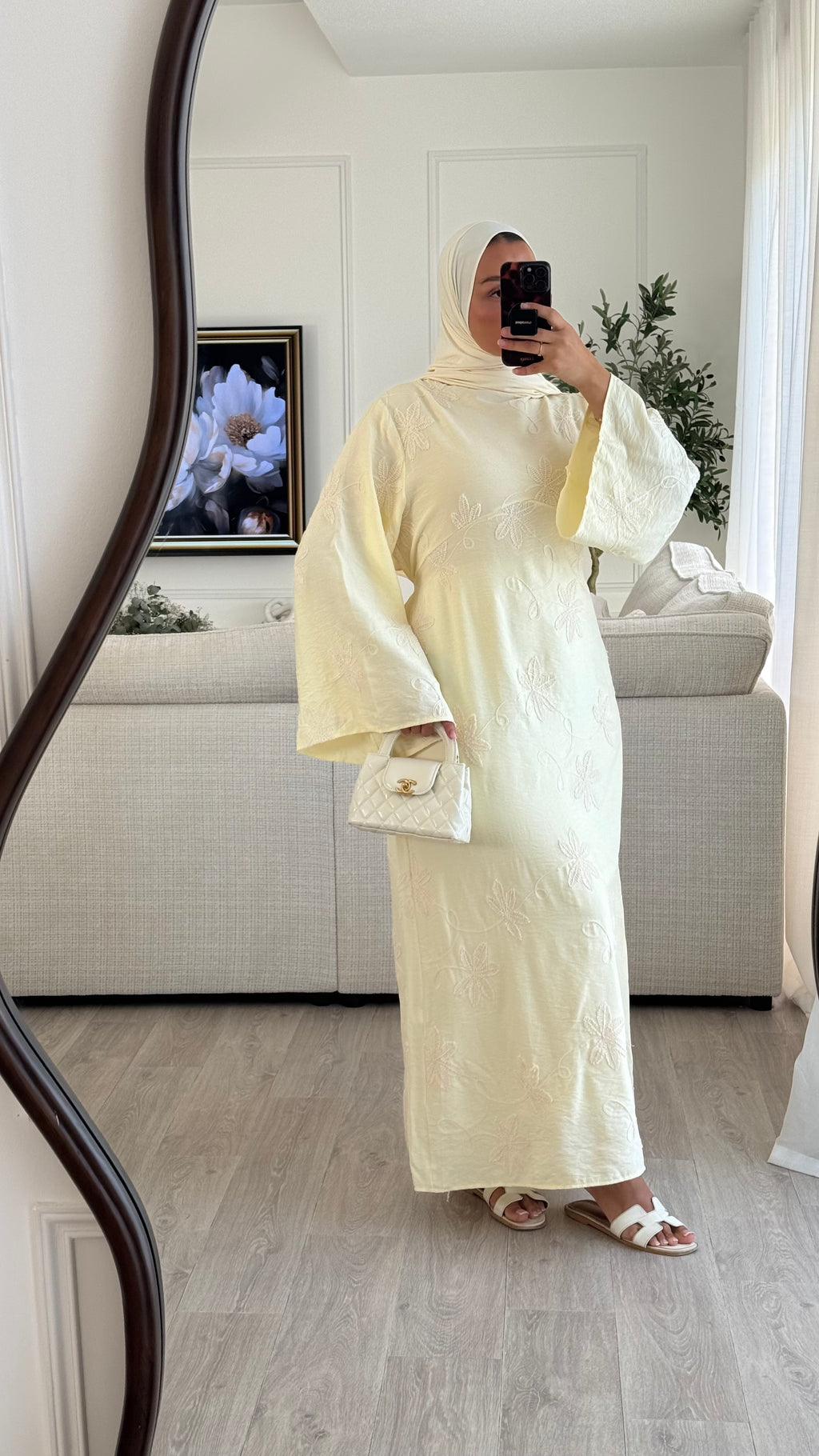 Robe brodée | Jaune
