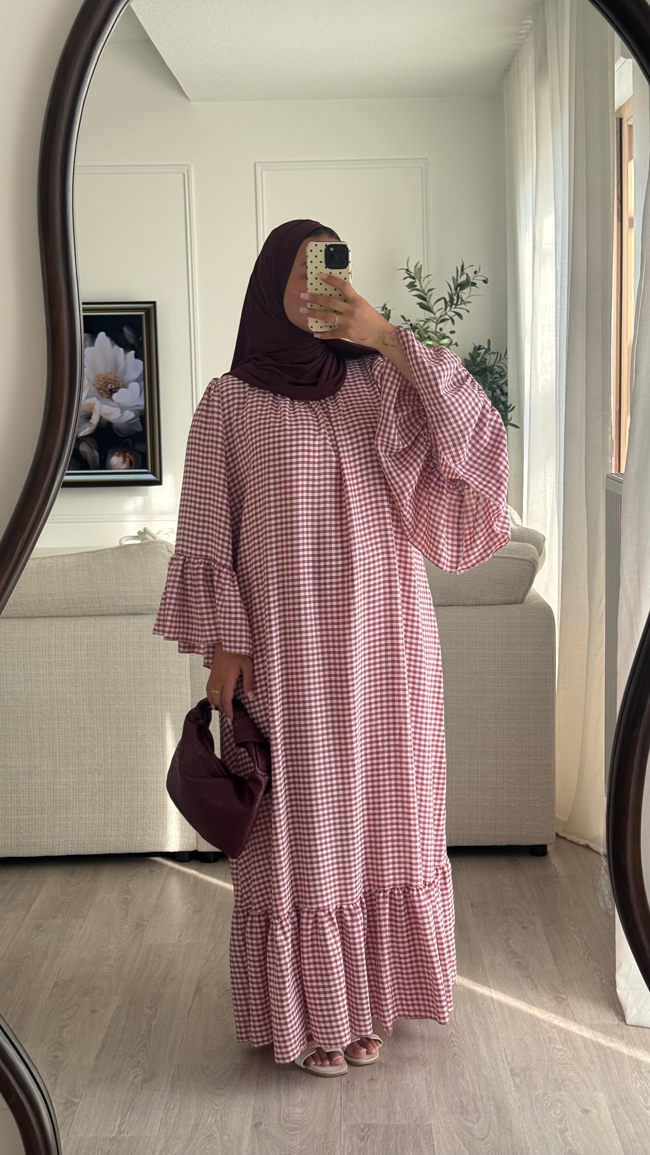 Robe à volant Vichy | Bordeaux