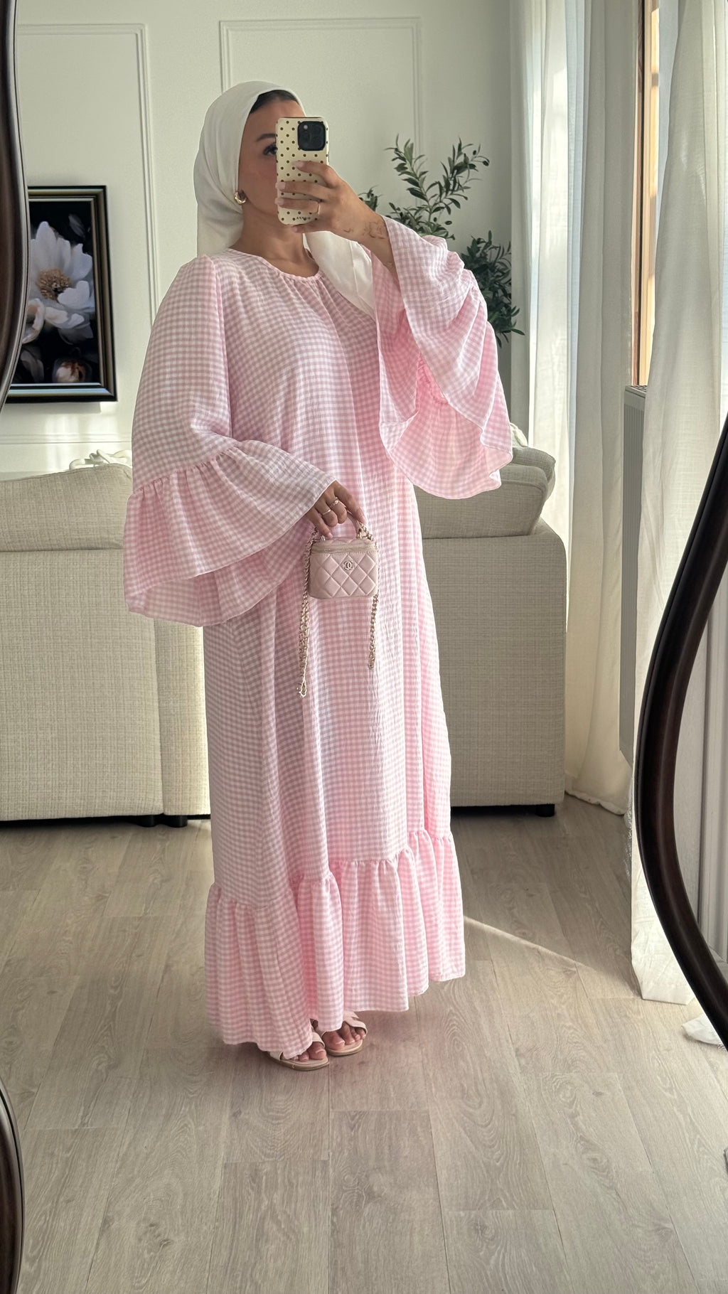Robe à volant Vichy | Rose