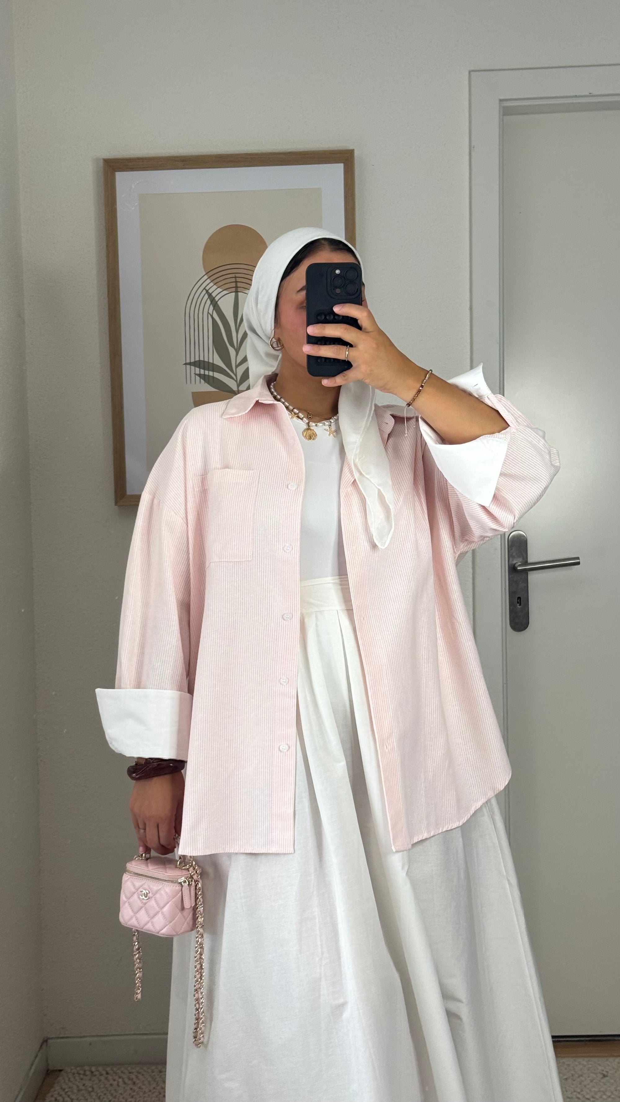 Chemise oversize rayée | rose