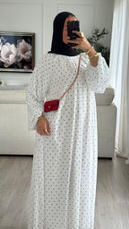 Robe à pois manches bouffantes | blanc