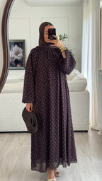Robe à pois manches bouffantes | Marron