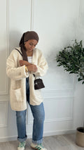 Oversized knit vest, ecru