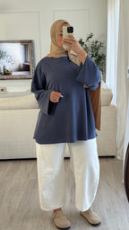 T-shirt Oversize en modal | Bleu jeans