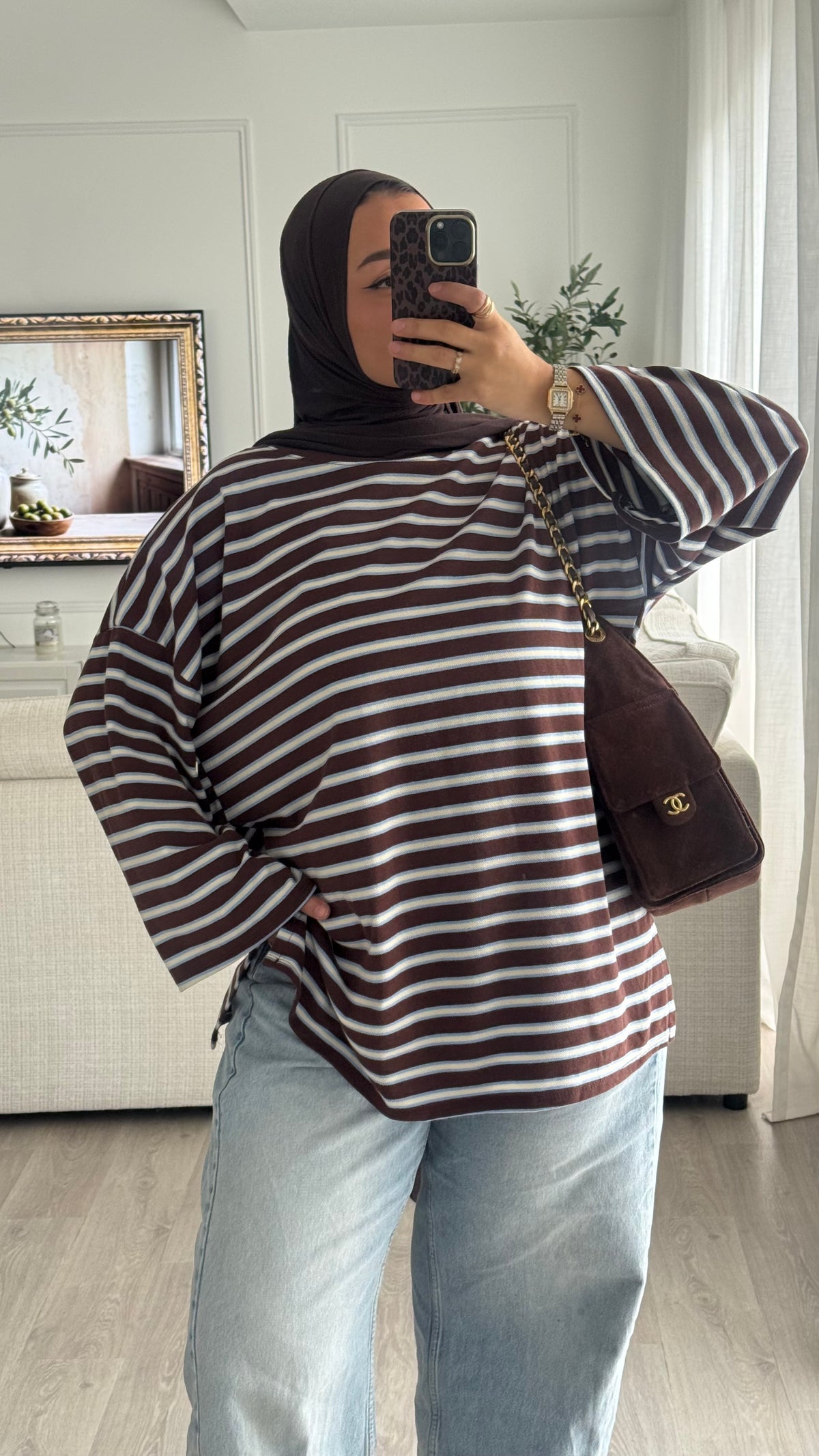 T-Shirt Oversize rayé | Bleu -Choco
