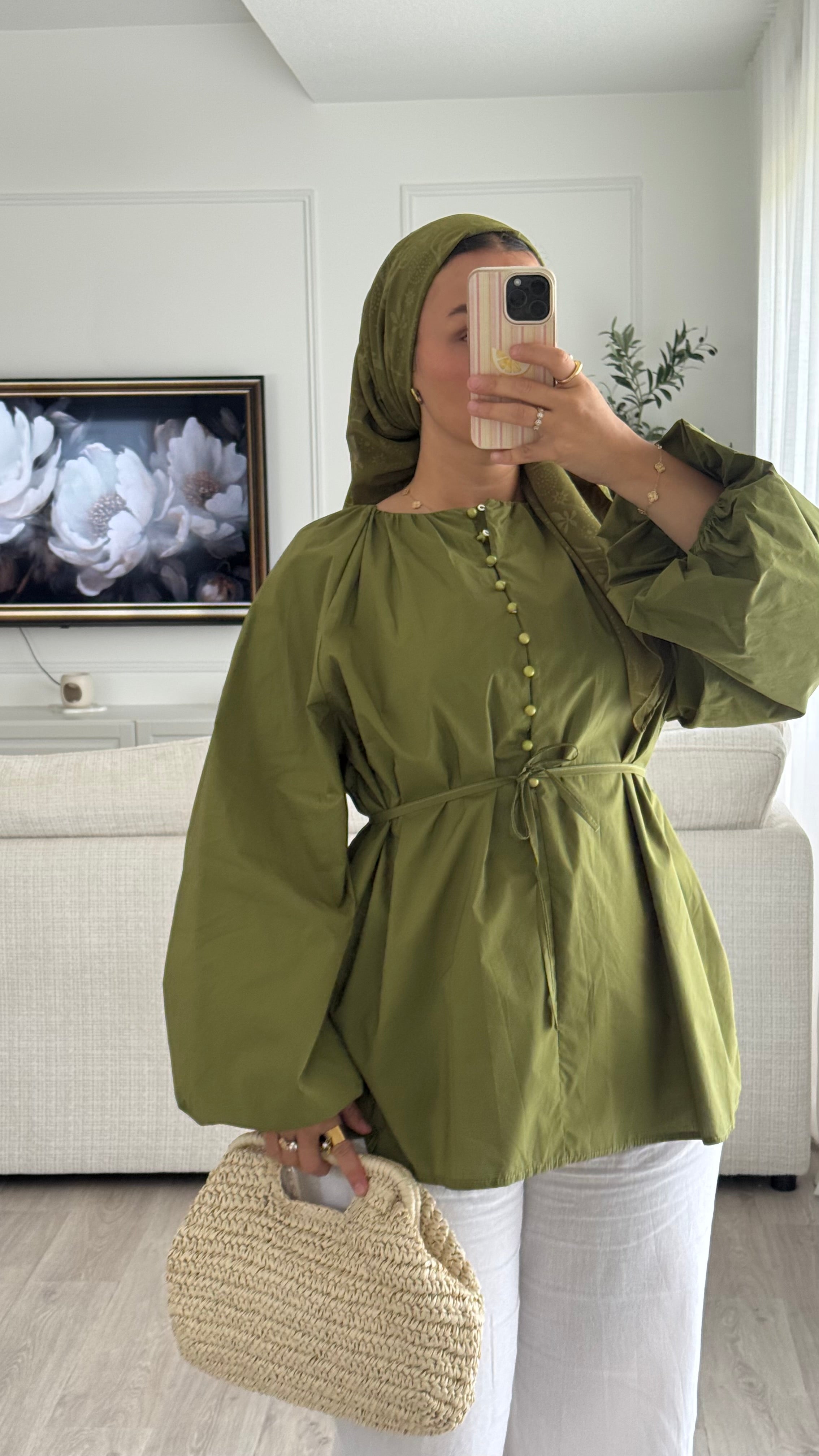 Blouse 100% cotton | Olive
