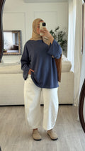 T-shirt Oversize en modal | Bleu jeans