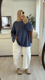 T-shirt Oversize en modal | Bleu jeans