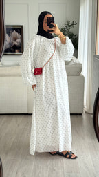Robe à pois manches bouffantes | blanc