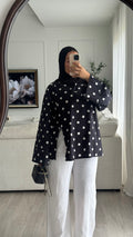 Blouse fentes | Noir à pois