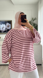 T-shirt Oversize rayée| Rose