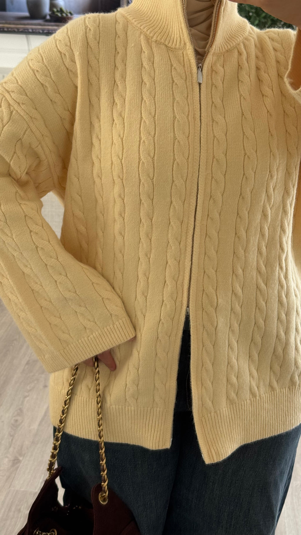 Gilet torsadée | Jaune beurre