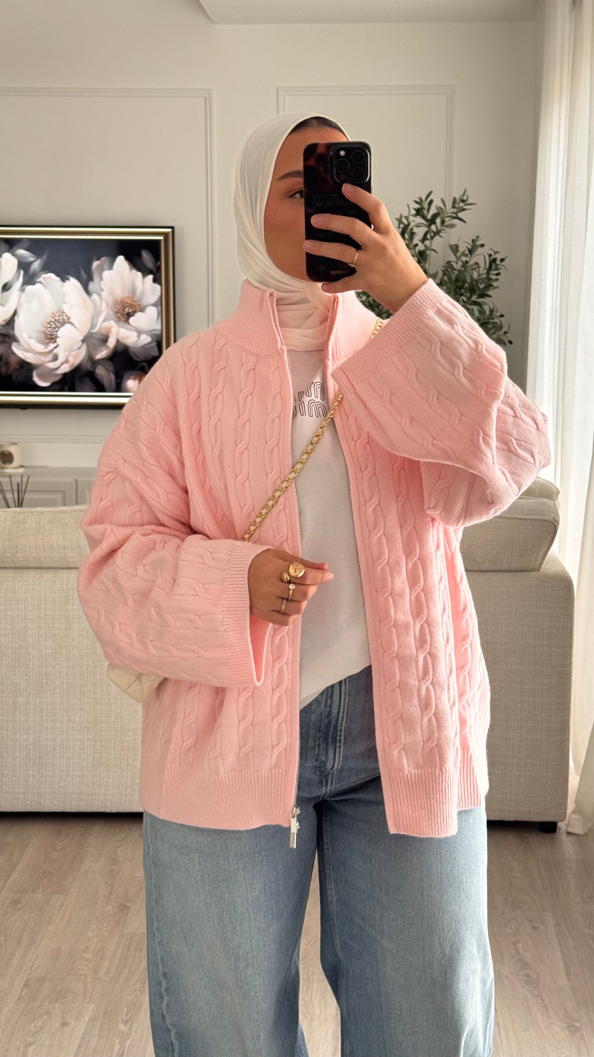 Gilet torsadée | Rose
