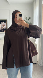 Blouse fentes | Chocolat