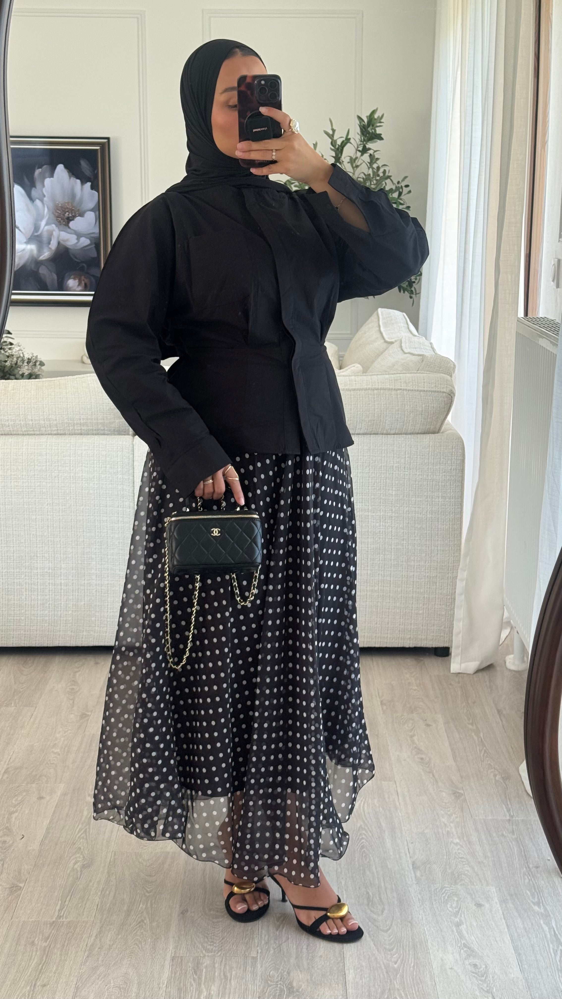 Jupe Organza pois  | Noir