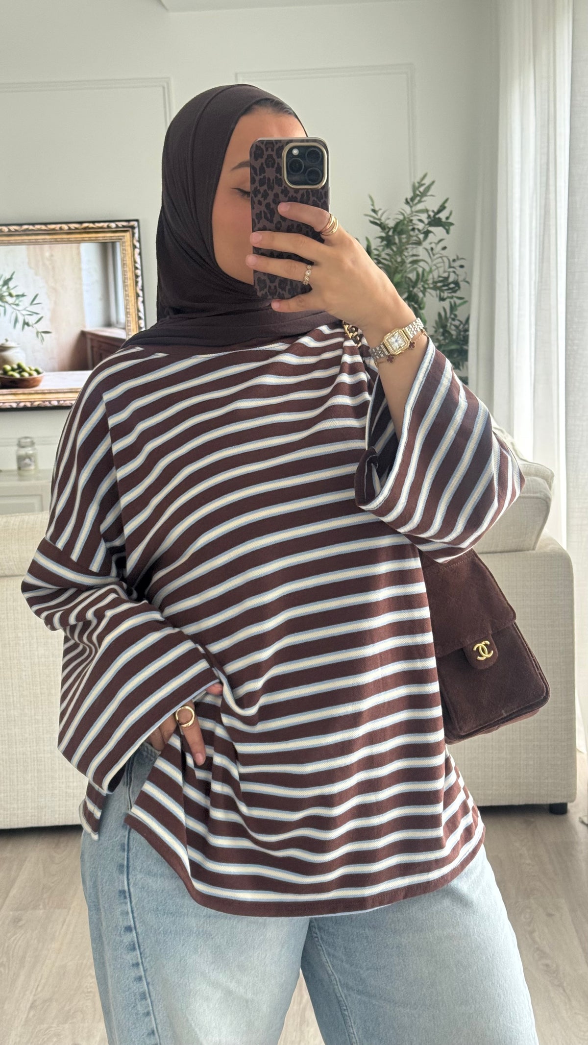T-Shirt Oversize rayé | Bleu -Choco