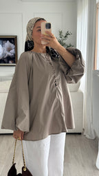 Blouse 100% cotton | Taupe